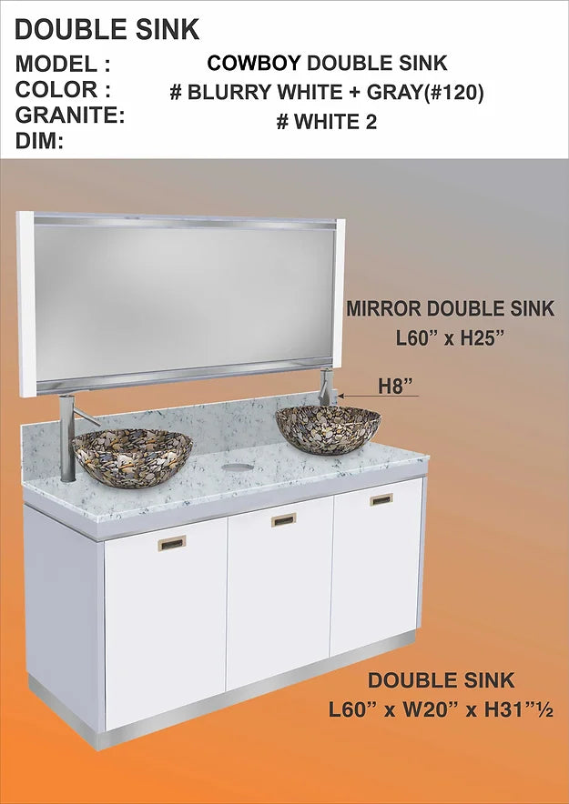 WHITE - GREY DOUBLE SINK