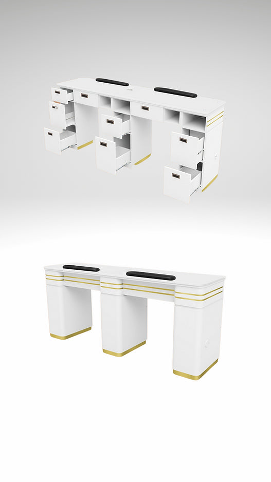 WHITE - GOLD DOUBLE NAIL TABLE