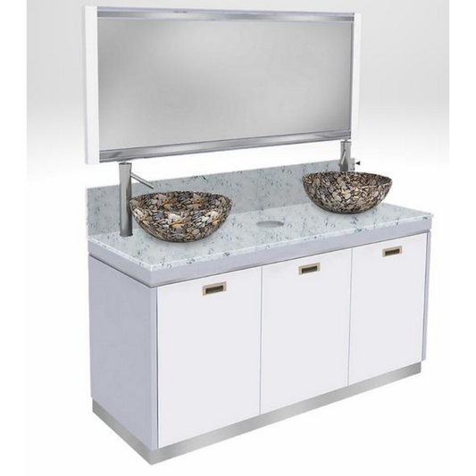 WHITE - GREY DOUBLE SINK