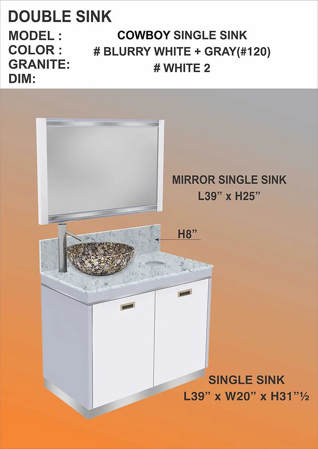 WHITE - GREY SINGLE SINK